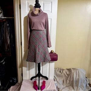 Women’s Talbots Wool Plaid Lined Tulip Hem Preppy Classic Heritage Knee Skirt 8